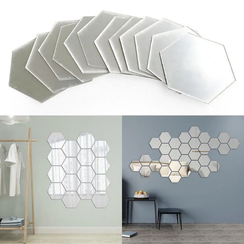 3D Hexagon Mirror Wall Stickers