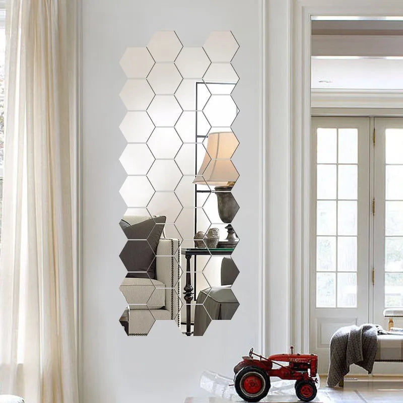 3D Hexagon Mirror Wall Stickers